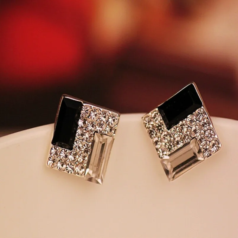 Серьги с кристаллами в Корейском стиле элегантные черные и белые женские