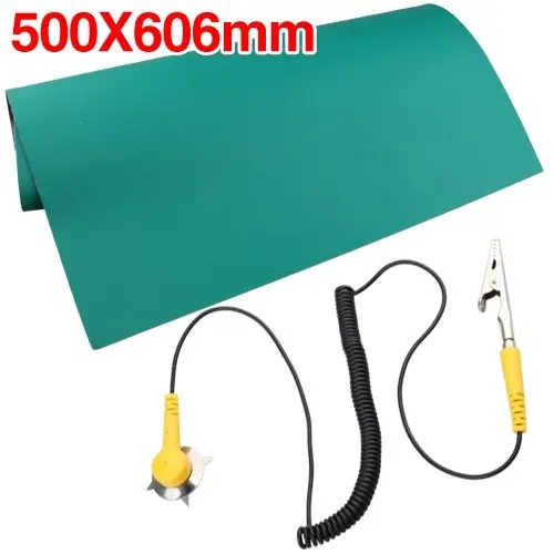 LIXF Зеленый Настольный Антистатический ОУР коврик для заземления 500x606 мм + шнур |