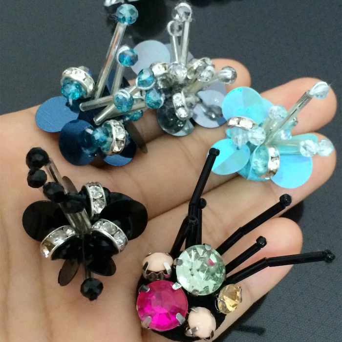 1 шт. нашивка с бусинами и цветами стразы кристаллами нашивки для аппликации