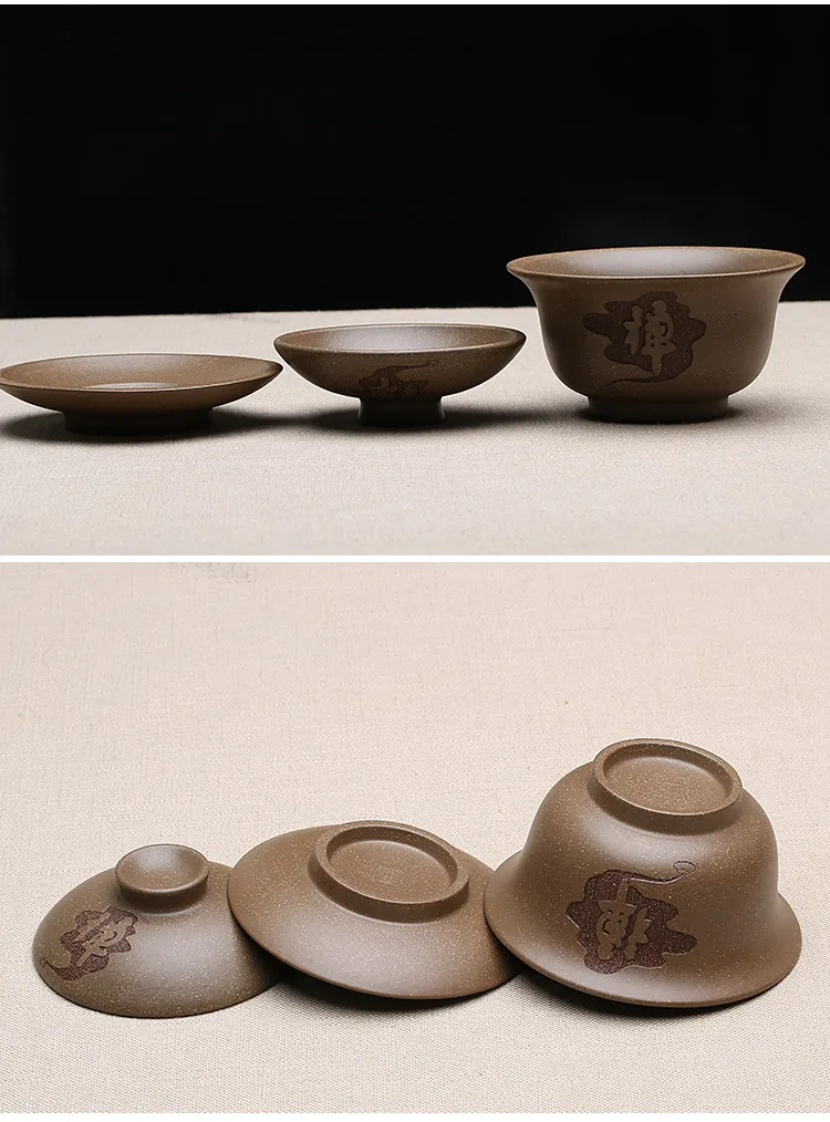 140 ml фиолетовая глина yixing Gaiwan все ручной природных Zisha для хватания миска с крышкой набор блюдец/Drinkware утварь бутик