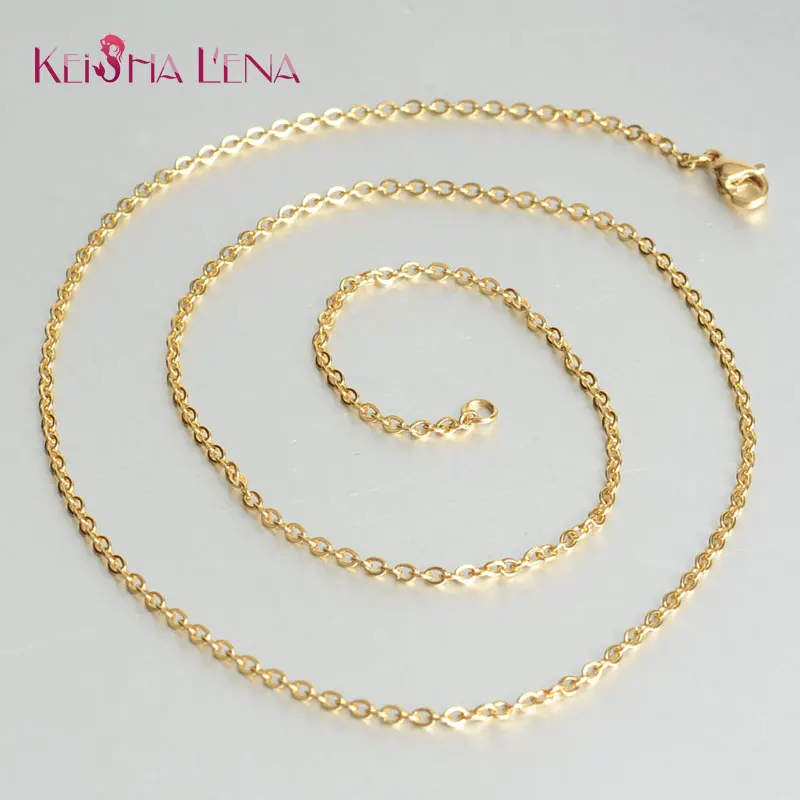 Keisha Lena gold-color 1mm 2mm Stainless Steel Chains Necklace Fit For Men/Women Jewelry Gold Chain Bulk | Украшения и аксессуары