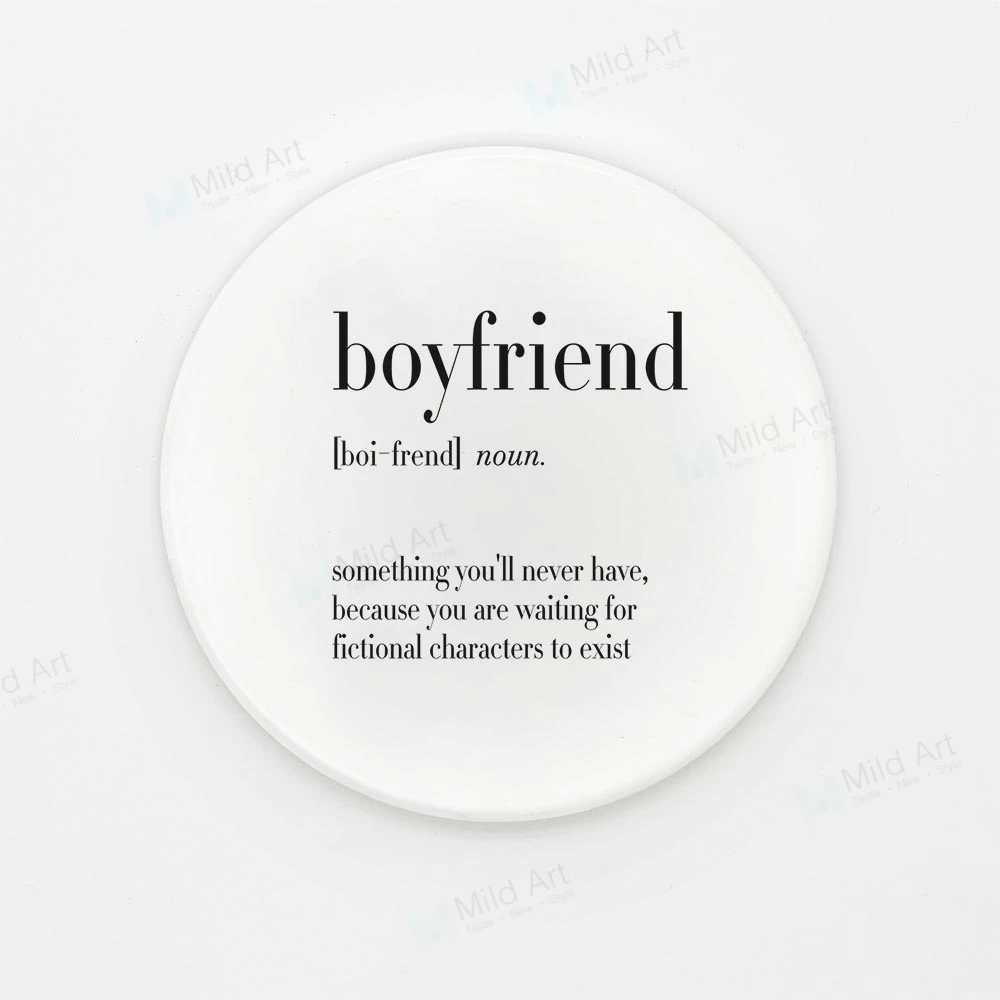 boyfriend-coaster Кофе Чай пива Керамика Coaster Nordic черный, белый цвет Юмор папа для маленьких мальчиков мама Таблица цитирует домашнего Кафе Чашку Кухня аксессуары мат - Цвет: boyfriend-coaster