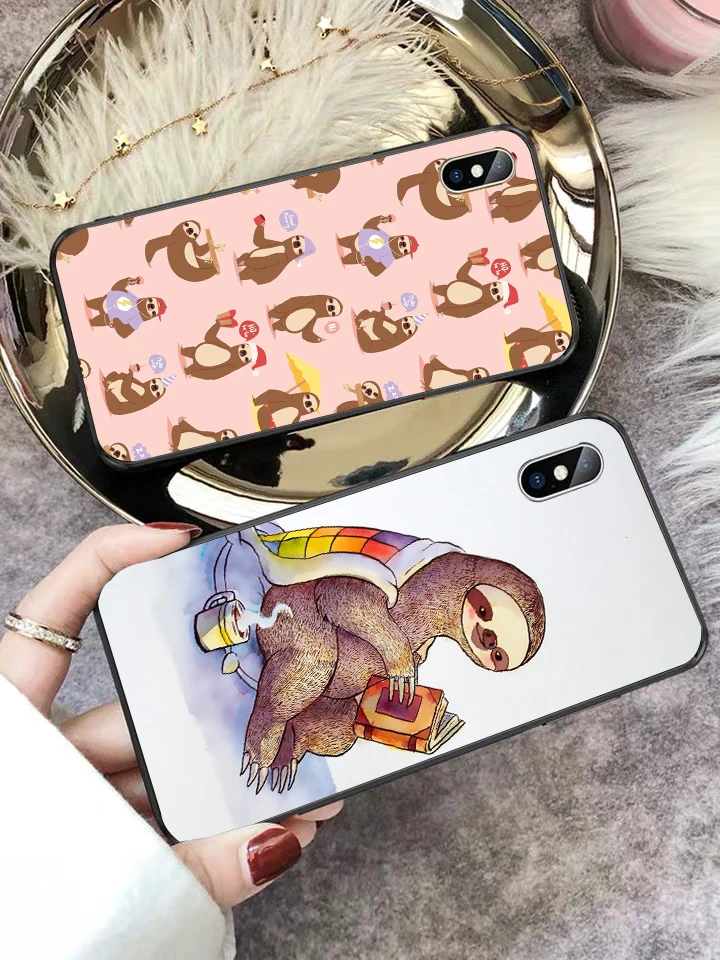 Серый силиконовый чехол с надписью ленивецами и цветами для iPhone 5 5S 6 6S Plus 7 8 11 Pro X XS