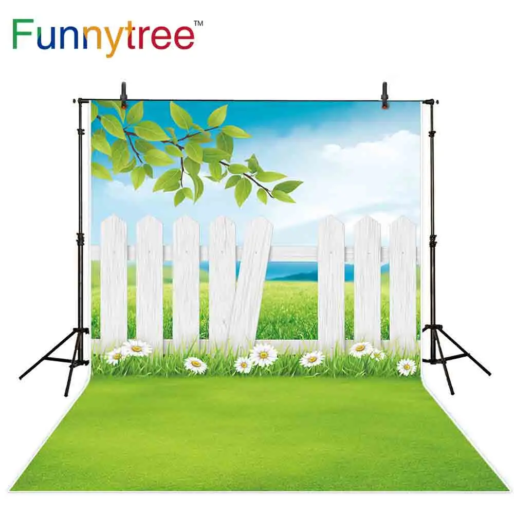 Фон Funnytree Весна фотография забор трава природный пейзаж милый детский фон для