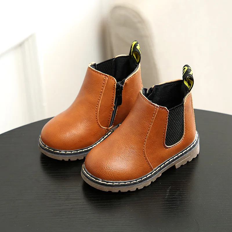 17a-156-orange JUSTSL/весенне-зимние кроссовки для мальчиков и девочек; Детские Ботинки martin для мальчиков и девочек; кожаные ботинки ручной работы; детская обувь для малышей - Цвет: 17a-156-orange