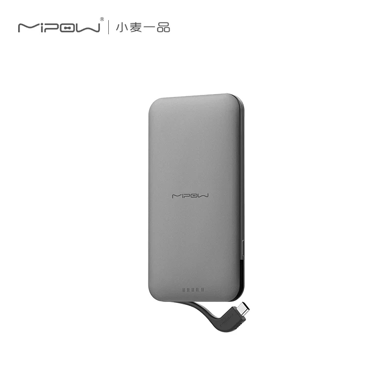 MIPOW 7000 мАч Внешний аккумулятор со встроенным кабелем type C 2A dDual Быстрая зарядка