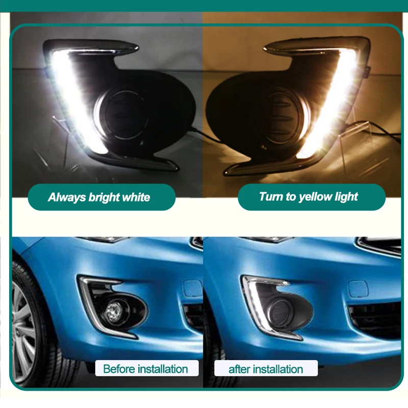 HLXG DRL Дневной ходовой светильник для Mitsubishi attrage 2012 2013 2014 2015 желтый указатель