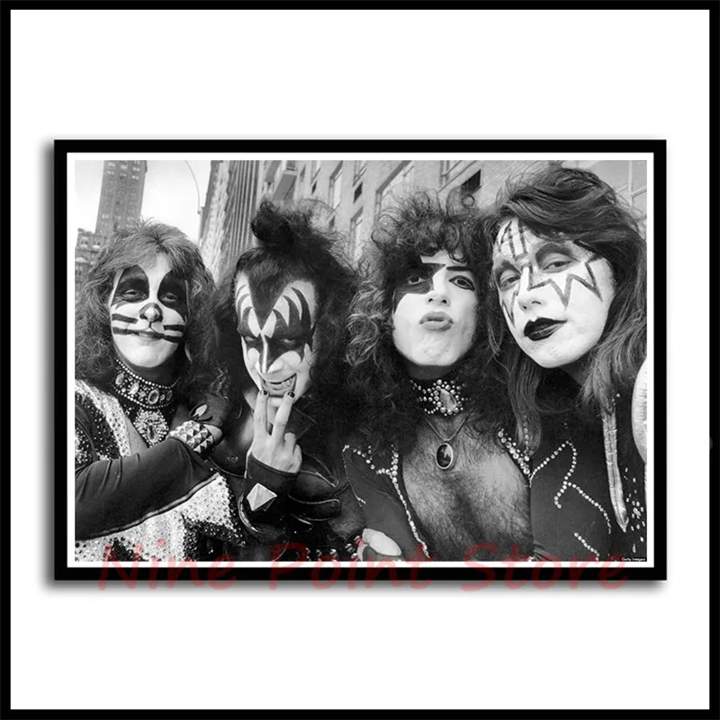 Тяжелый металл Kiss Rock band бумажные плакаты с покрытием музыкальная команда звезда классическая декоративная живопись бескаркасная - Цвет: Серебристый