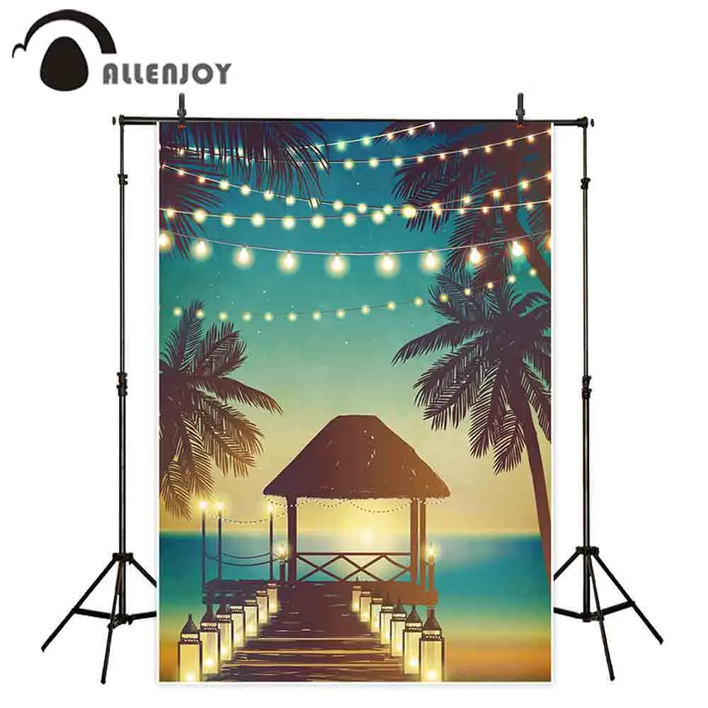 Фон для фотосъемки Allenjoy с изображением летних деревьев огней пляжа вечерние НКИ