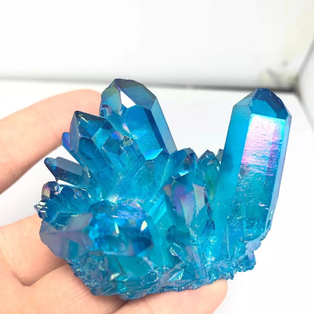 Хит! Красивый Гальванизированный Кристалл Голубой ауры кварцевый кластер с
