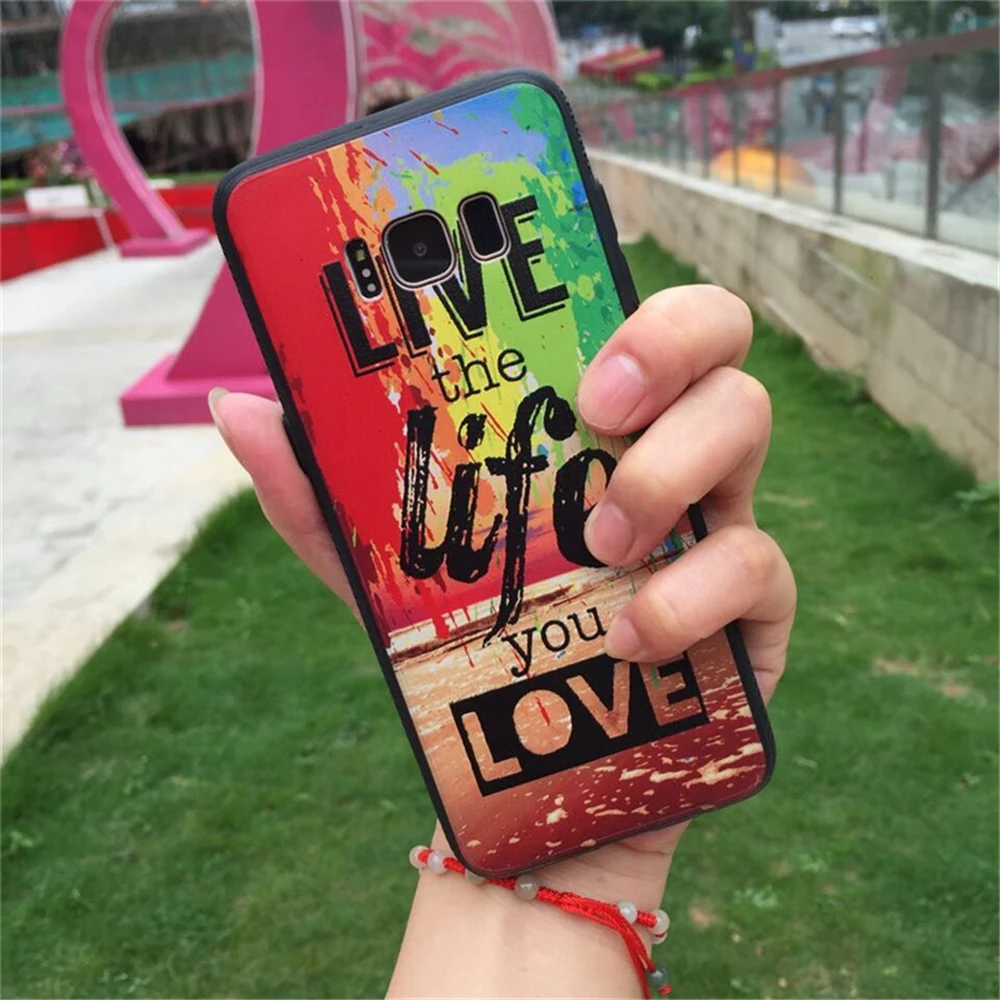 Relief Retro Colorful Pattern Case For Samsung Galaxy S8 S9 A8 J7 Plus Note8 J5P Prime 2016 J3 J5 Pro soft silicone case |
