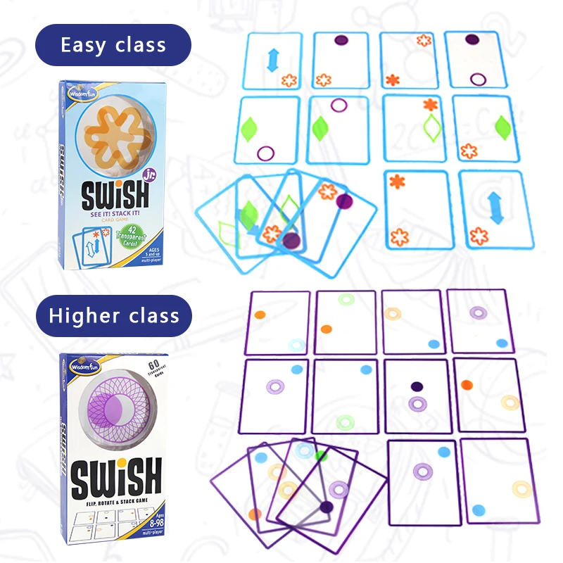 Логическая игра Swish-Веселая прозрачная обучающая карточная игра, Логические игры для детей, игральные карты, настольные игры, игрушки для детей