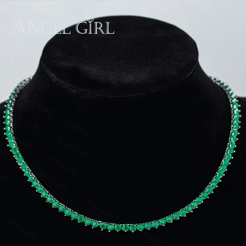 Green 5MM Angelgirl модные украшения для девочек сердца бренда круглые AAA+ ожерелья из кубического диоксида циркония для женщин вечерние ювелирные изделия цвета розового золота - Окраска металла: Green 5MM