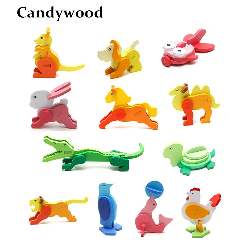 Детские 3D Пазлы Candywood Обучающие игрушки ручной работы с рисунками животных