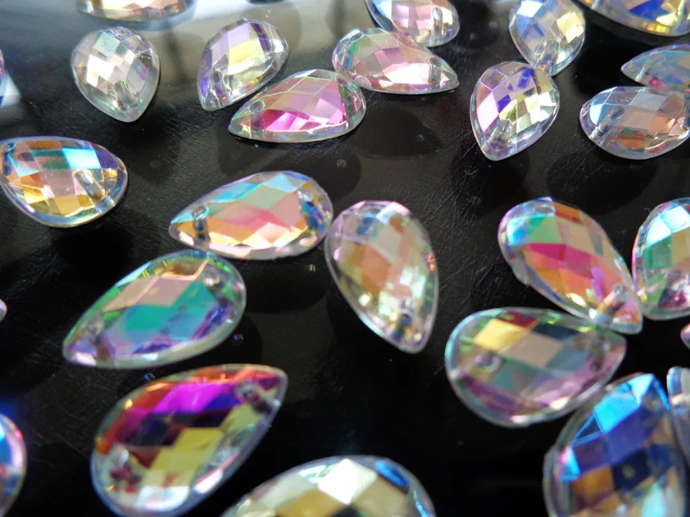 Распродажа прозрачные Стразы AB цвета в форме капли воды 8*13 мм с плоской задней