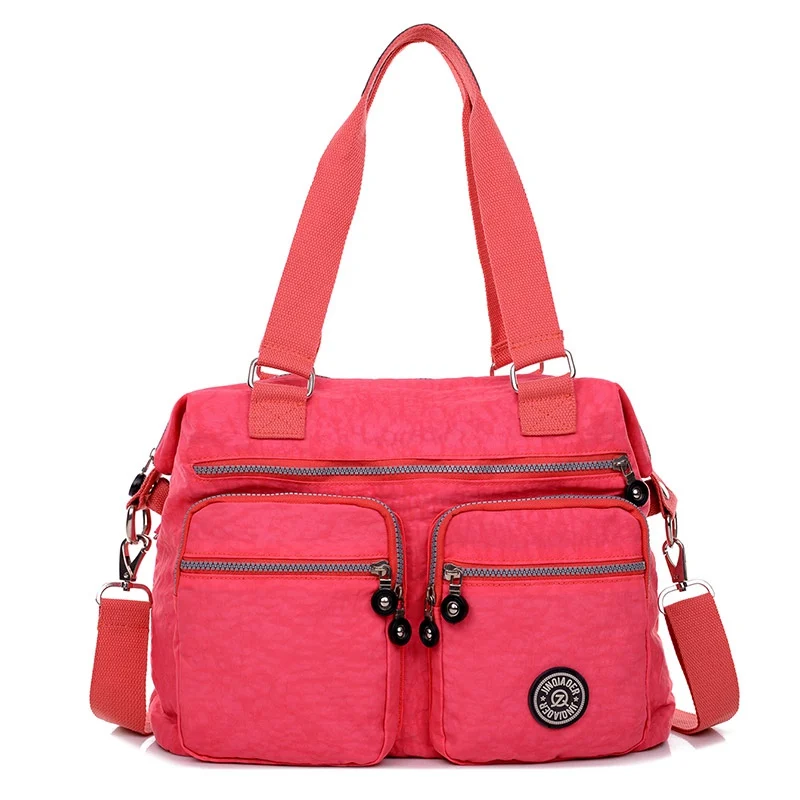 Watermelon Red Нейлоновые женские сумки-мессенджеры, повседневные сумки через плечо, женские сумки через плечо, сумки высокого качества с верхней ручкой, Большая вместительная сумка-тоут - Цвет: Watermelon Red