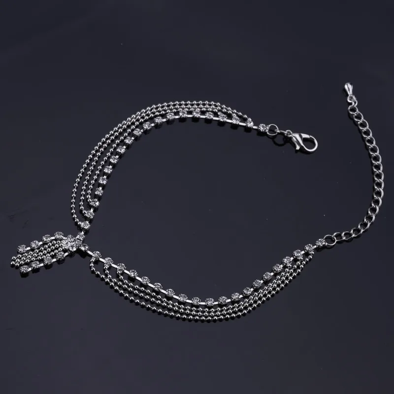 6 шт./лот модный металлический браслет на лодыжку со стразами и цепочкой|fashion