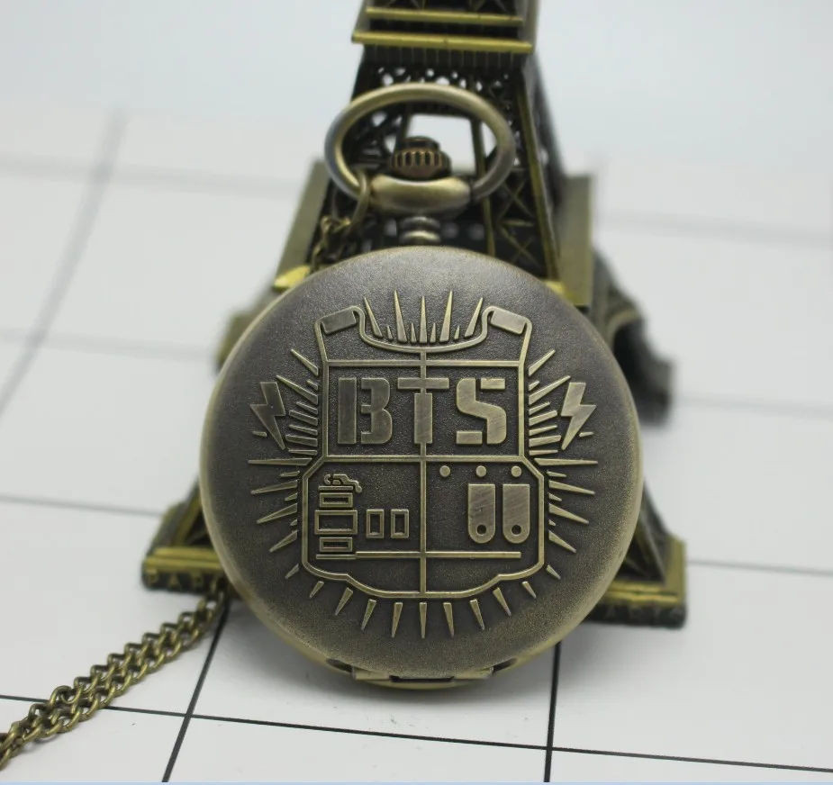Винтажные кварцевые карманные часы BTS с подвеской аналоговые в виде кулона