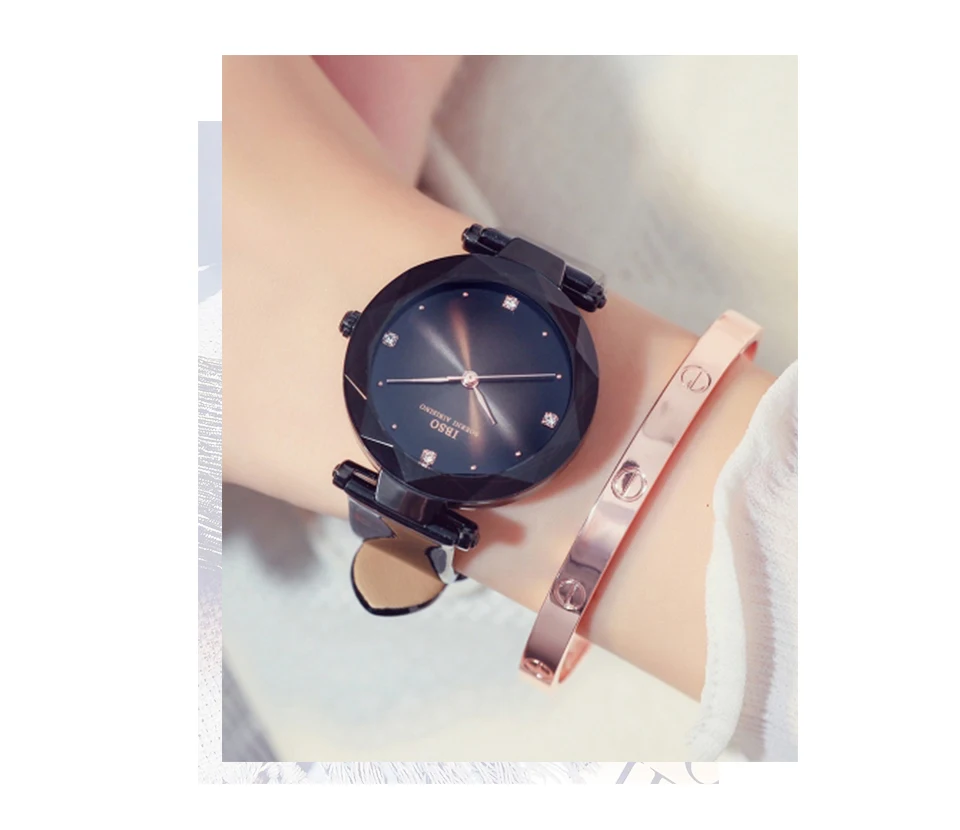 IBSO брендовые роскошные женские наручные часы с кожаным ремешком Montre Femme модные женские кварцевые часы женские часы Relogio Feminino