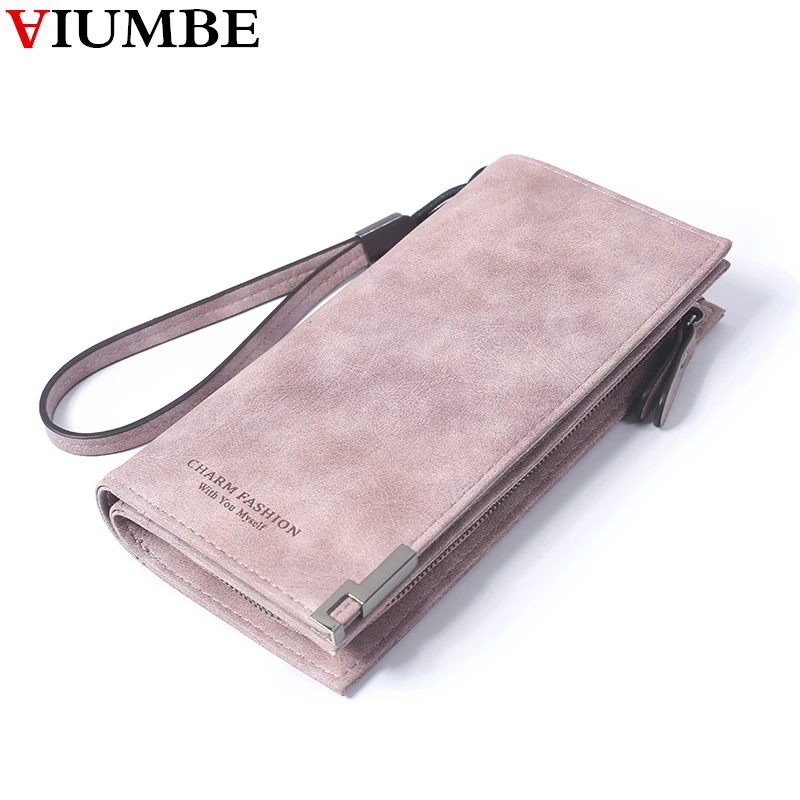 2018 женский кошелек из нубука длинный клатч Женский Portomonee Rfid роскошный бренд