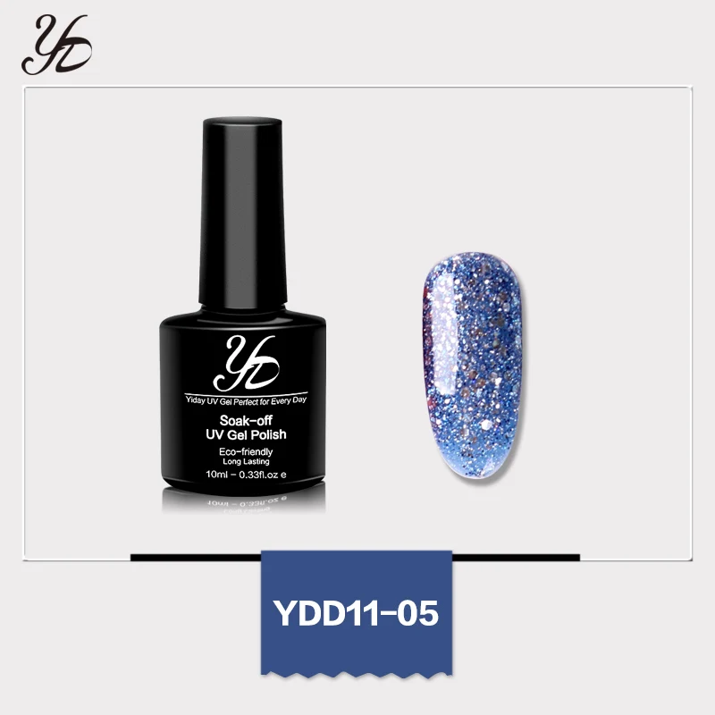 Yiday Bling Platinum Silver Блестки Блестящий Синий УФ-гель для ногтей лак замачивающийся лак мерцающий дизайн ногтей маникюр нужна лампа - Цвет: Gel color 05