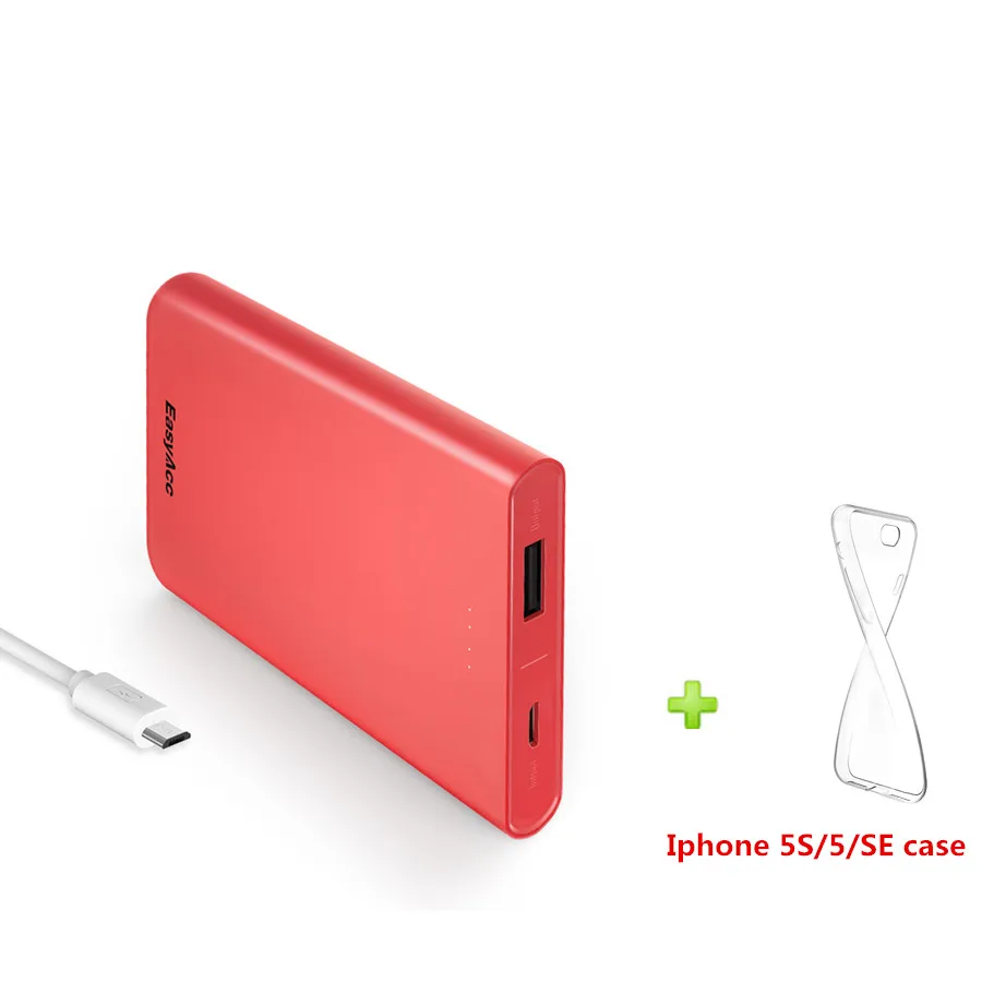 same as picture Easyacc 5 V/2A 10000 мА/ч, Мощность внешний аккумулятор ультра тонкий Мощность Bank Micro USB Портативный Bateria внешний Портативный Зарядное устройство для Xiaomi бесплатный подарок - Цвет: same as picture