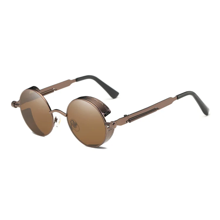 C8 Brown Brown MADELINY, новинка, модные круглые солнцезащитные очки для женщин, фирменный дизайн, металлическая оправа, стимпанк, Винтажные Солнцезащитные очки для мужчин и женщин, MA094 - Цвет линз: C8 Brown Brown