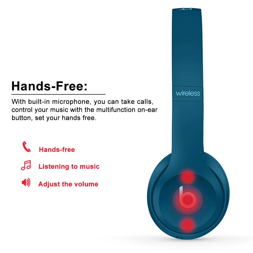 Beats Solo3 беспроводные Bluetooth/3,5 мм проводные наушники на ухо игровая гарнитура музыкальные наушники Hands-free с микрофоном fone de ouvido