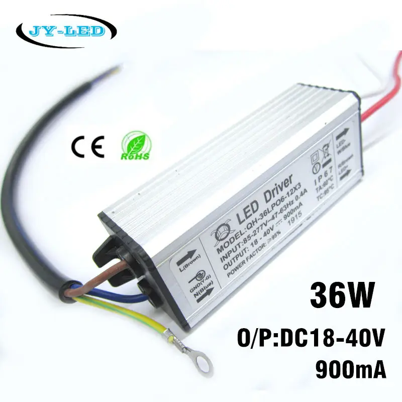 2pcs/lot 900mA LED Driver DC18-40v 18w 30w 36w Power Supply IP67 Waterproof Constant Current Driver For FloodLight