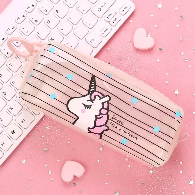 Креативный чехол для карандашей с большой молнией Kawaii, Большая вместительная сумка для карандашей из ПВХ, прозрачная коробка для карандашей kawaii, школьные канцелярские принадлежности - Цвет: tiao wen