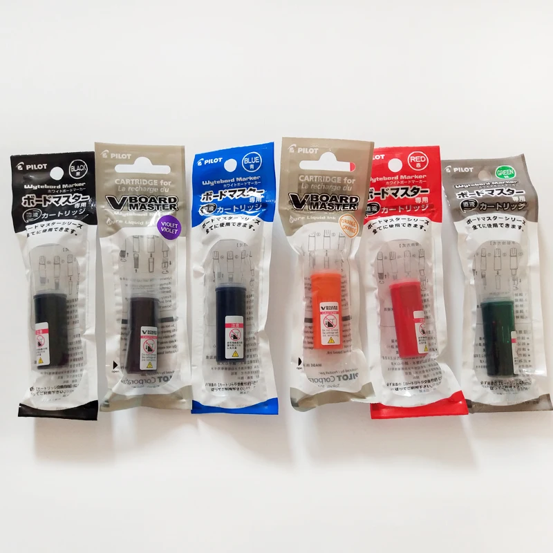 6pcs PILOT Whiteboard Pen V Straight Liquid Large Capacity Ink Whiteboard WBMAVBM Replaceable Core 6 Colors Optional