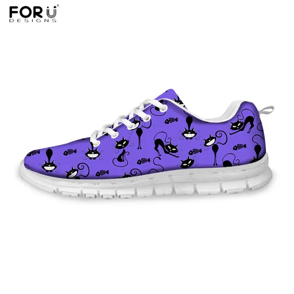 CC3419AQ FORUDESIGNS/повседневные женские кроссовки года с милым животным принтом кота; Женская легкая плоская обувь для отдыха; женская обувь на плоской подошве; zapatos mujer - Цвет: CC3419AQ
