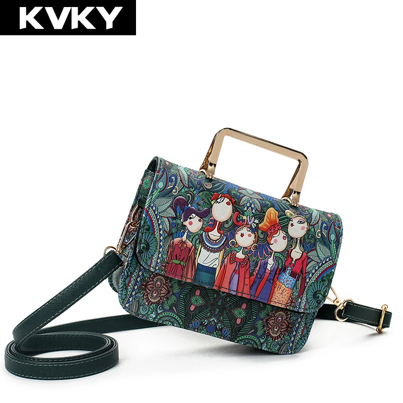 KVKY Brand Fashion Forest Designer Women Handbag Prints Leather Small Messenger Bag Female Shoulder Ladies Tote bolsas | Багаж и сумки