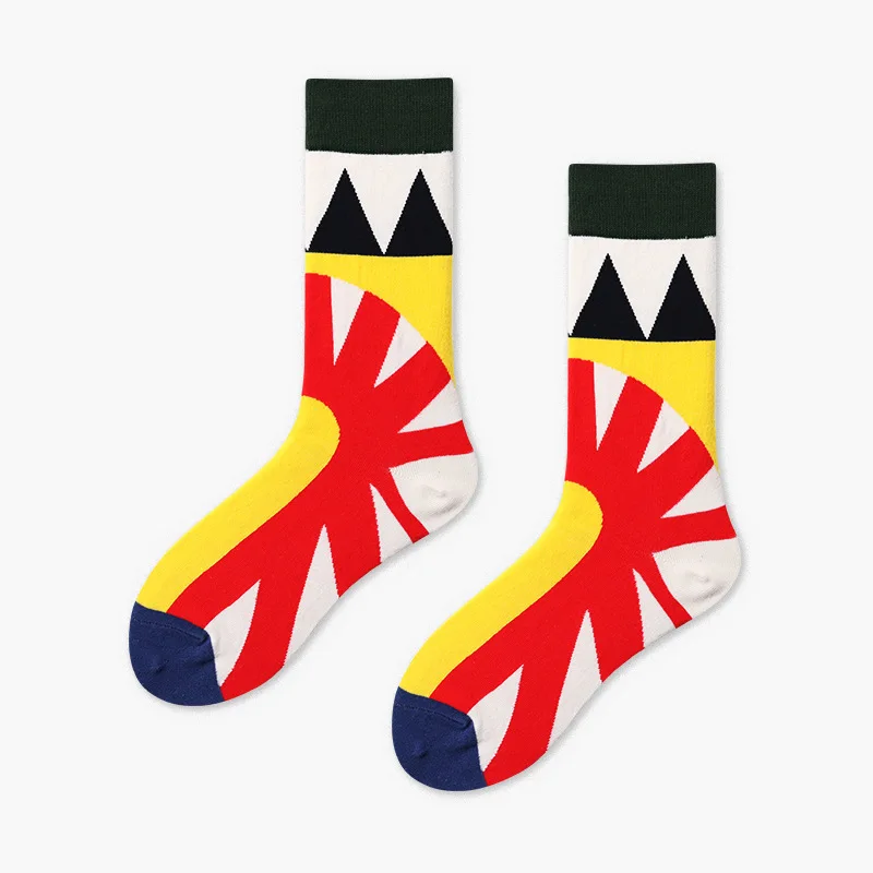 [WPLOIKJD]New Fashion Cotton Creative Men's Socks Harajuku Colorful Funny Streetwear Hip Hop Happy Socks Skarpetki For Male Gift - Color: 8