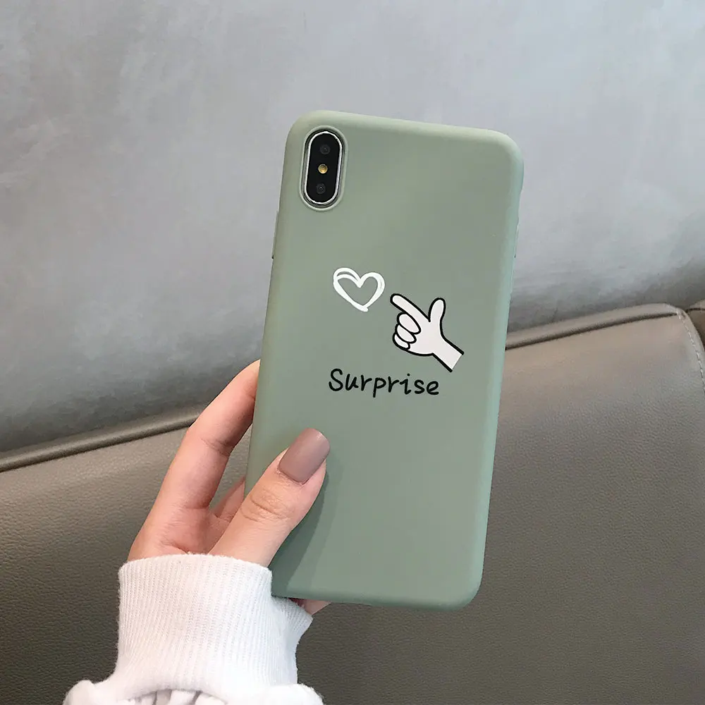 Простой мягкий ТПУ чехол для телефона iPhone 8 Plus 7 X XR XS Xs Max Чехлы влюбленных пар 6S 6