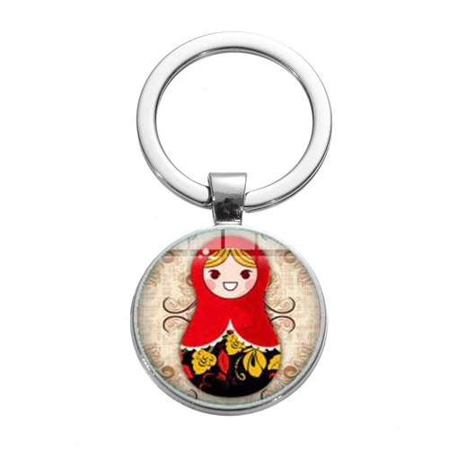 Style 11 SONGDA русская кукла народное искусство шаблон брелок Babushka Матрешка мультфильм печатных стеклянный купол для ключа кольцо Дети Ювелирные изделия - Цвет: Style 11
