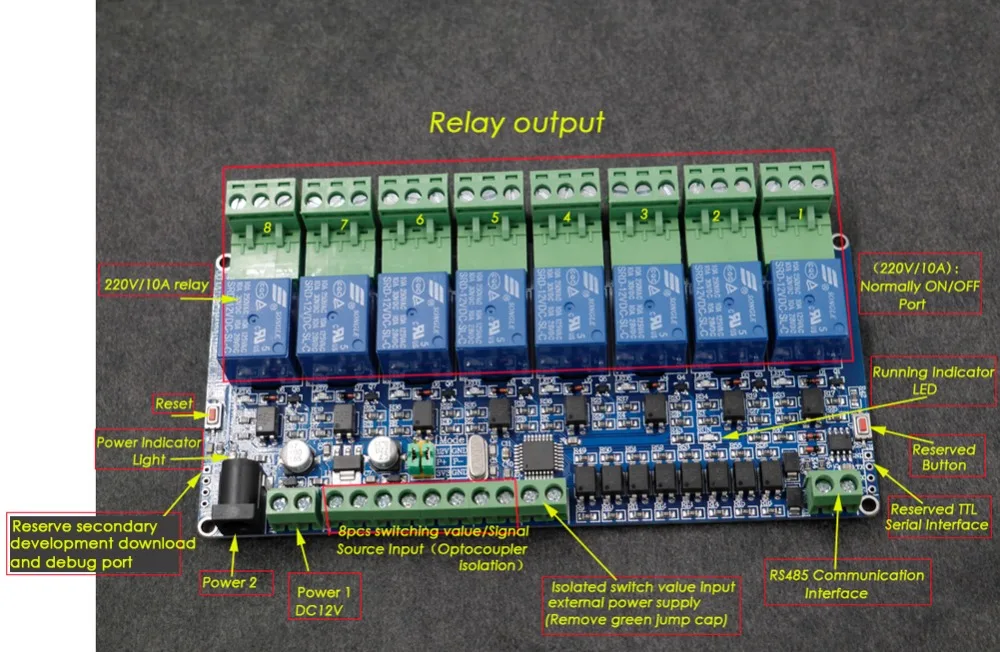 8 релейный модуль канальный MODBUS RTU RS485 плата расширения сети TTL (режим Modbus RTU)|8