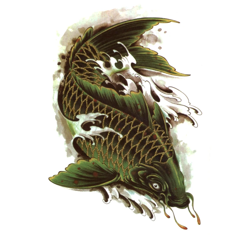 Водостойкая временная тату наклейка Arowana 3 шт. для татуировки золотое тело