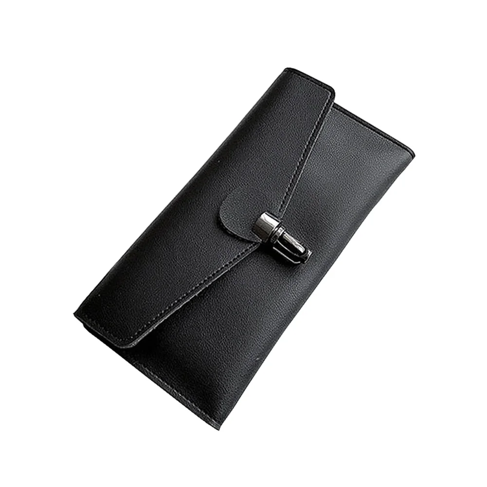 Модный корейский женский длинный кошелек кожаные однотонные сумки с отделением