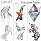 3D флэш мультфильм Единорог КИТ искусственные водонепроницаемые татуировки наклейки Черный динозавр татуировки для женщин детей объемные татуировки Временные