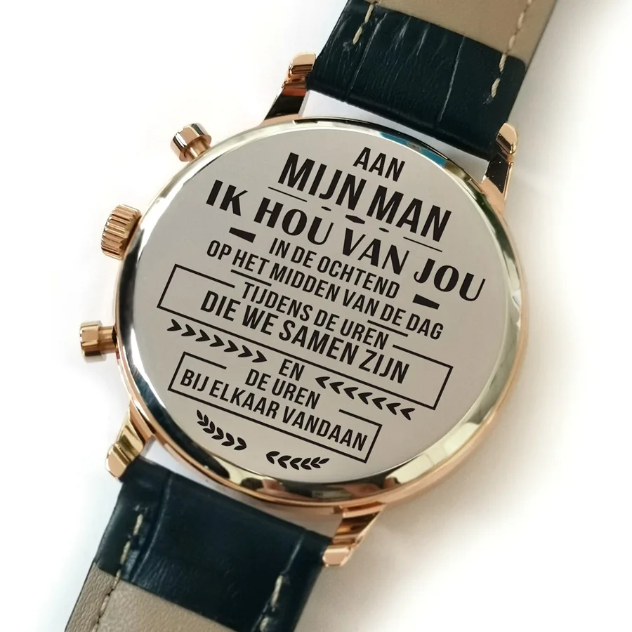 K4429 K4400-4 с гравировкой для моего мужчины часы Роскошные модные кожаные мужские часы Стальные часы мужские 30 м водонепроницаемые деловые часы для отдыха подарок - Цвет: K4429