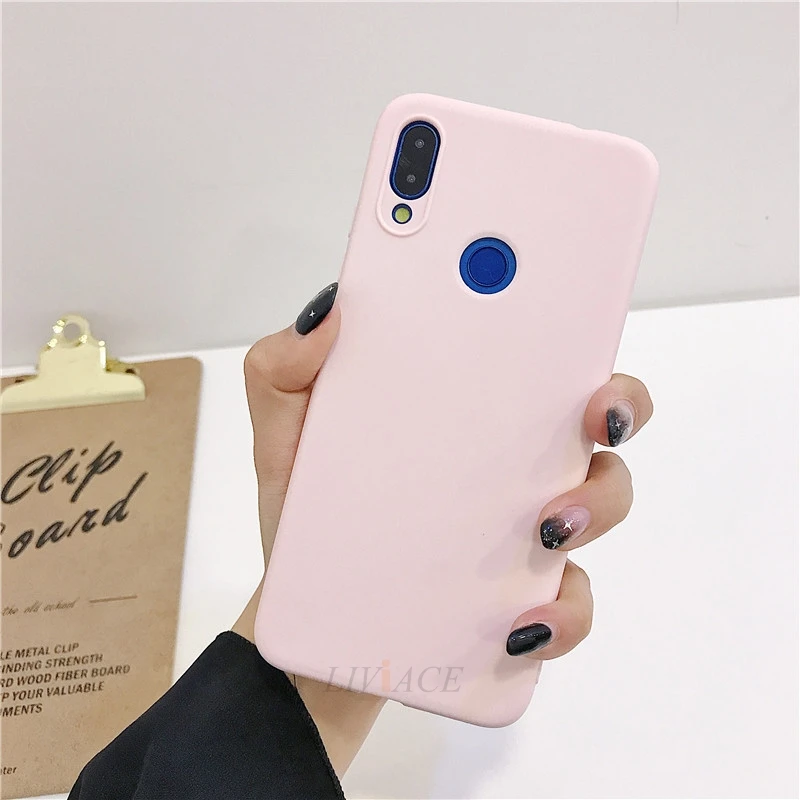 light pink Однотонный силиконовый чехол карамельного цвета для xiaomi redmi note 7 note7 pro/redmi 7 желтый тонкий ТПУ чехол для задней панели телефона - Цвет: light pink