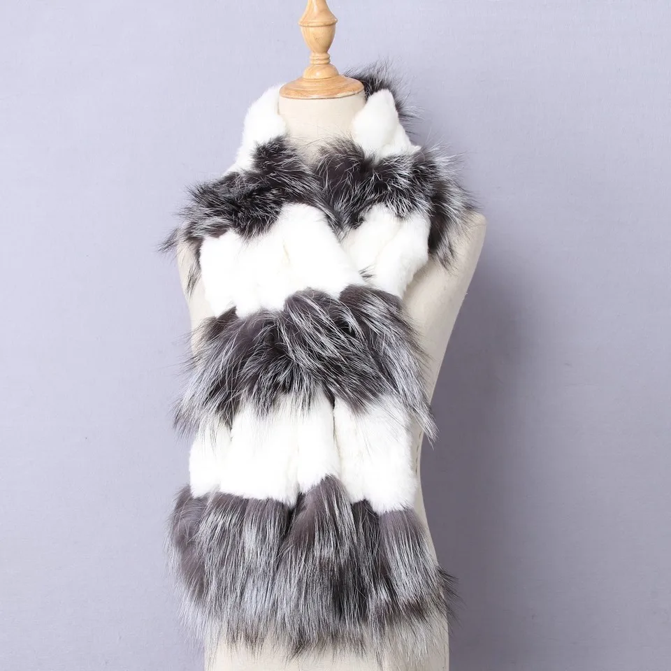 ZDFURS* стильный модный шарф из натурального меха лисы мех кролика рекс меховой воротник из серебристого лисьего меха Женский Зимний натуральный мех