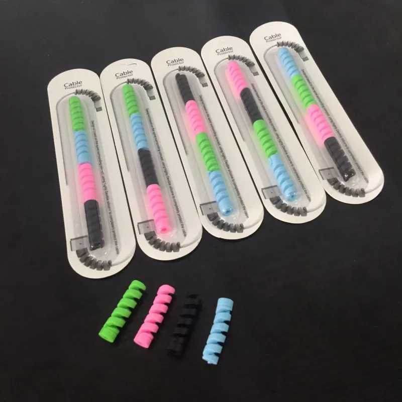 4 шт./компл. спиральный силиконовый USB протектор для кабеля передачи данных