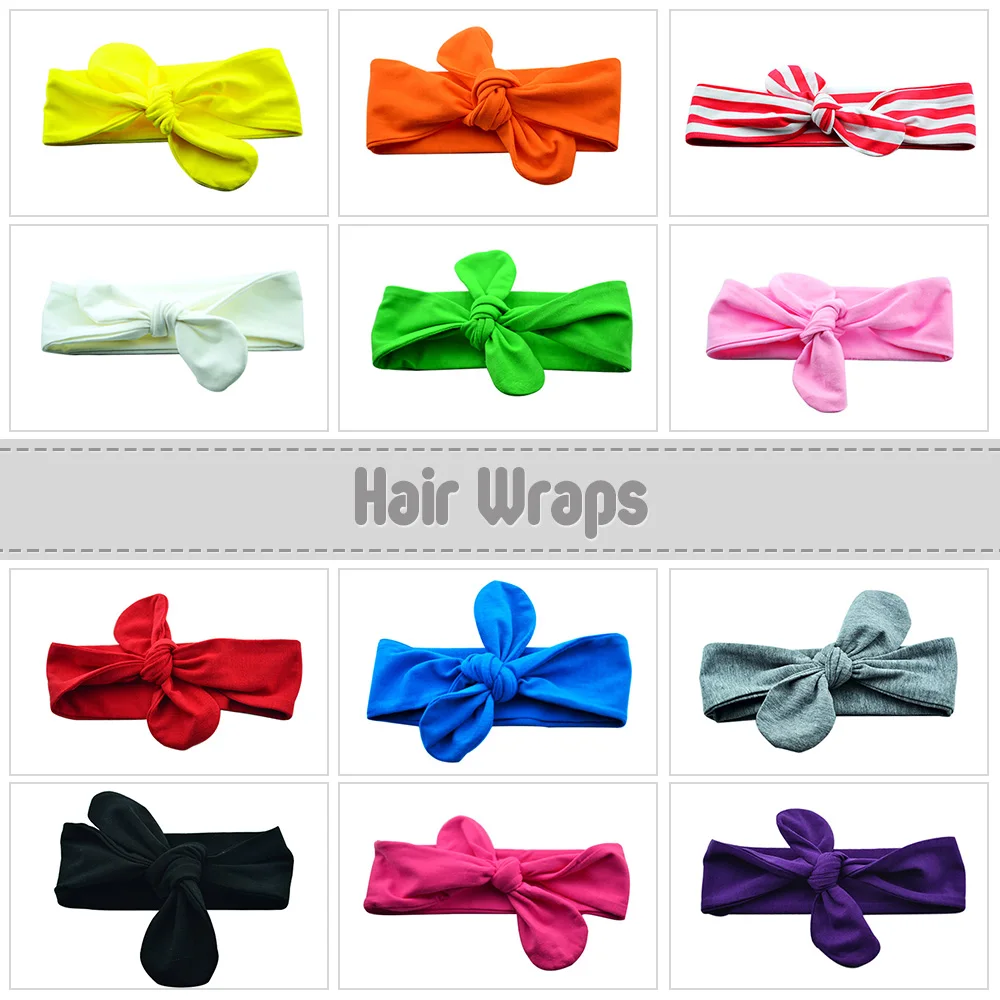 

2015 Latest Fashion Cotton Bow Tie Knotted Baby Headband