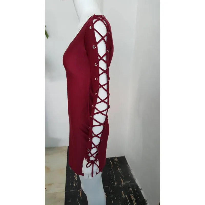 2017 Весной и Летом Новый ремень тонкий сексуальный с длинными рукавами dress повязки