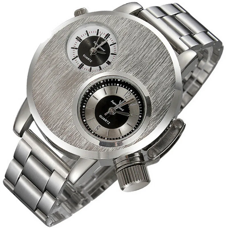 Фото # 5001New мужские Кварцевые аналоговые наручные часы из нержавеющей стали с датой в