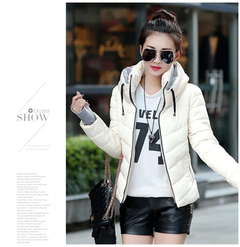 Женский пуховик 9 цветов большого размера короткая Приталенная толстовка с