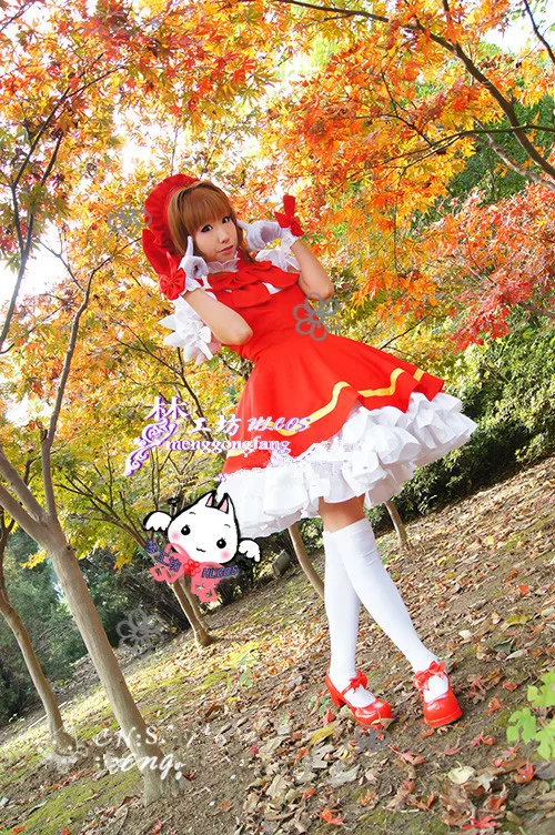Красное платье для косплея Cardcaptor Sakura Heroine KINOMOTO SAKURA |