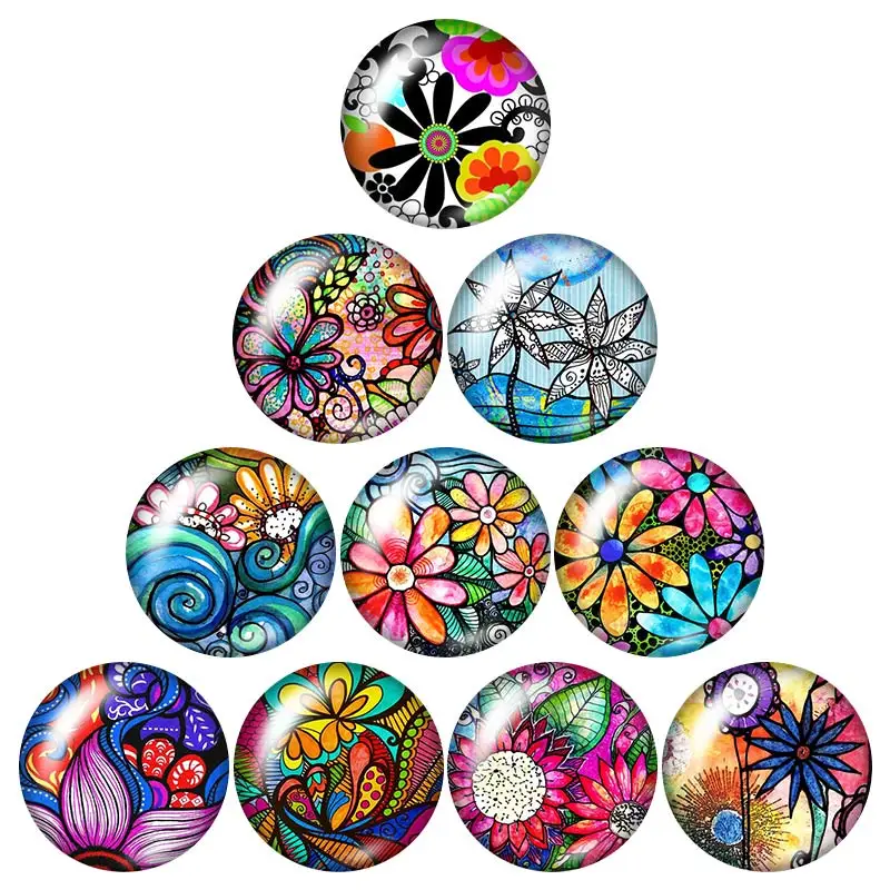 Красота colorfulpaint flower10шт смешанные 12 мм/16 мм/18 мм/25 мм круглые фотостекла